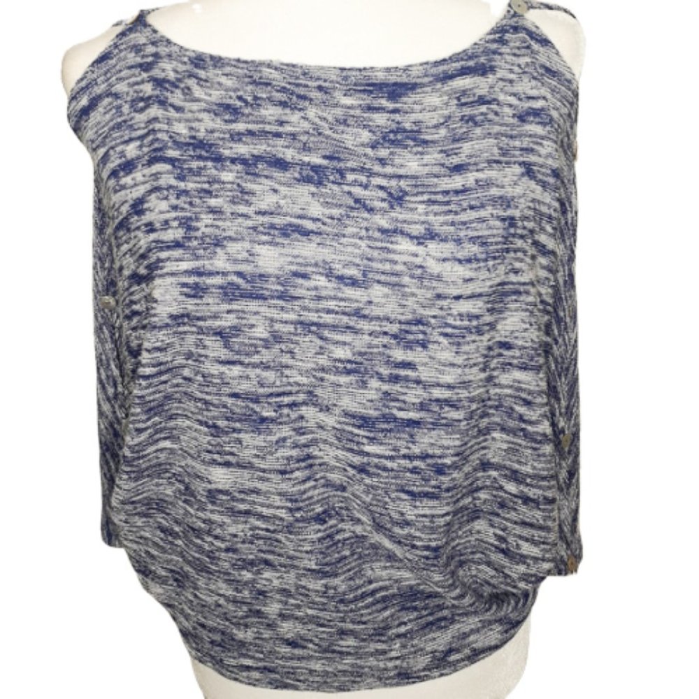 ANTHRO  blue cold shoulder 3/4 sleeve sweater XS
